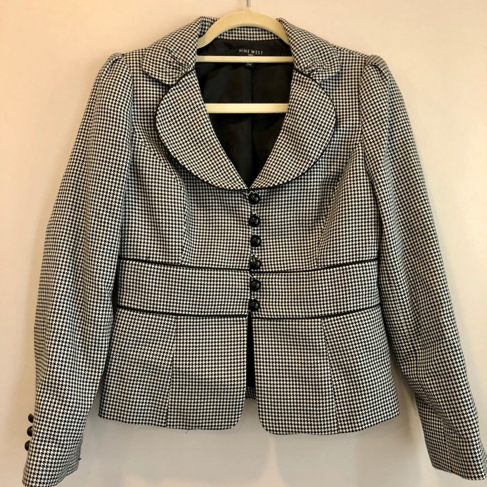 EUC Nine West Houndstooth Blazer, Size 6P